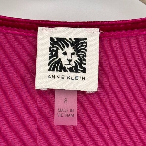 Anne Klein  Classic Wrap Stretch Velvet Dress Rhinestone Chain Buckle raspberry - Picture 3 of 16